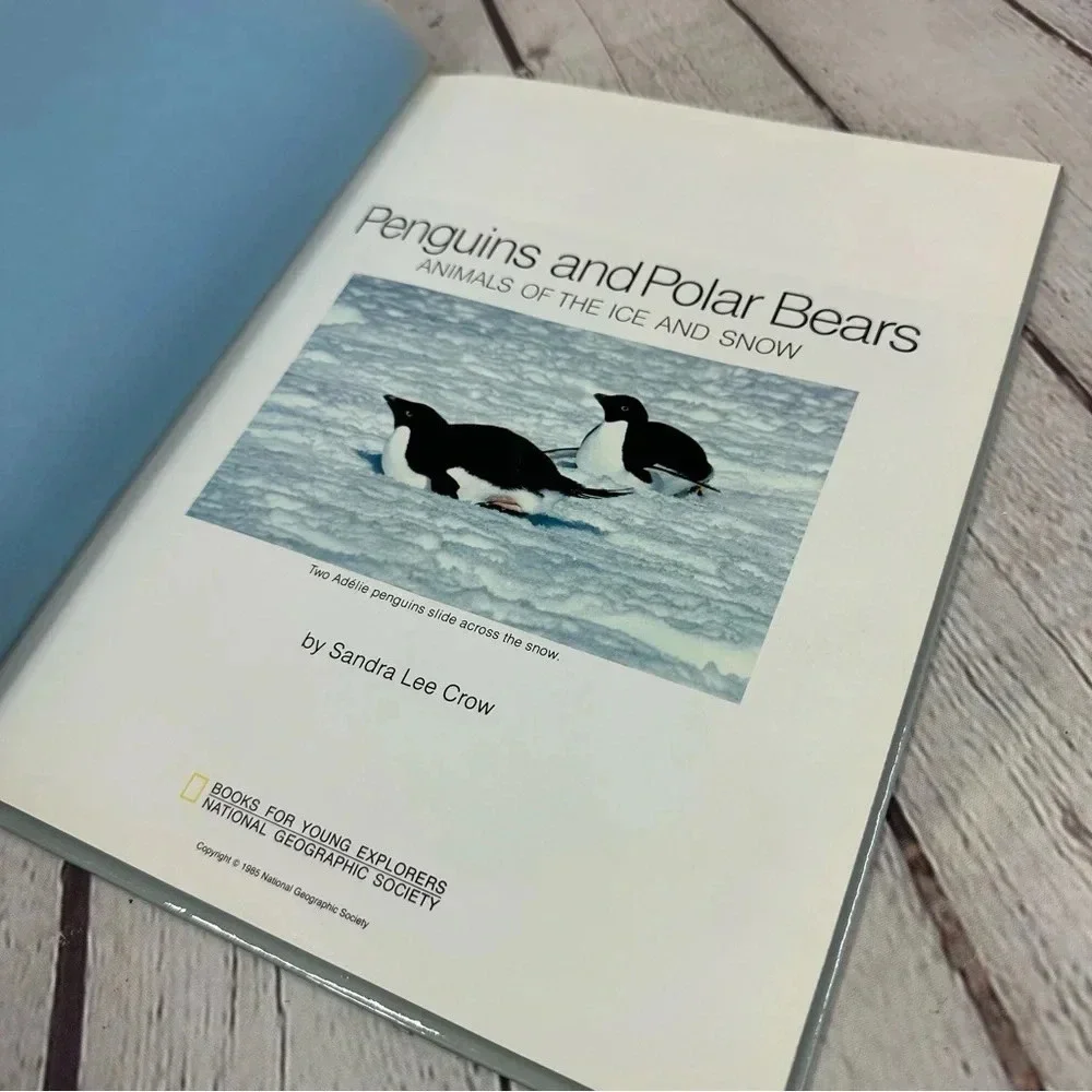 vintage penquins and polar bears animals of ice and snow children's book 1985
